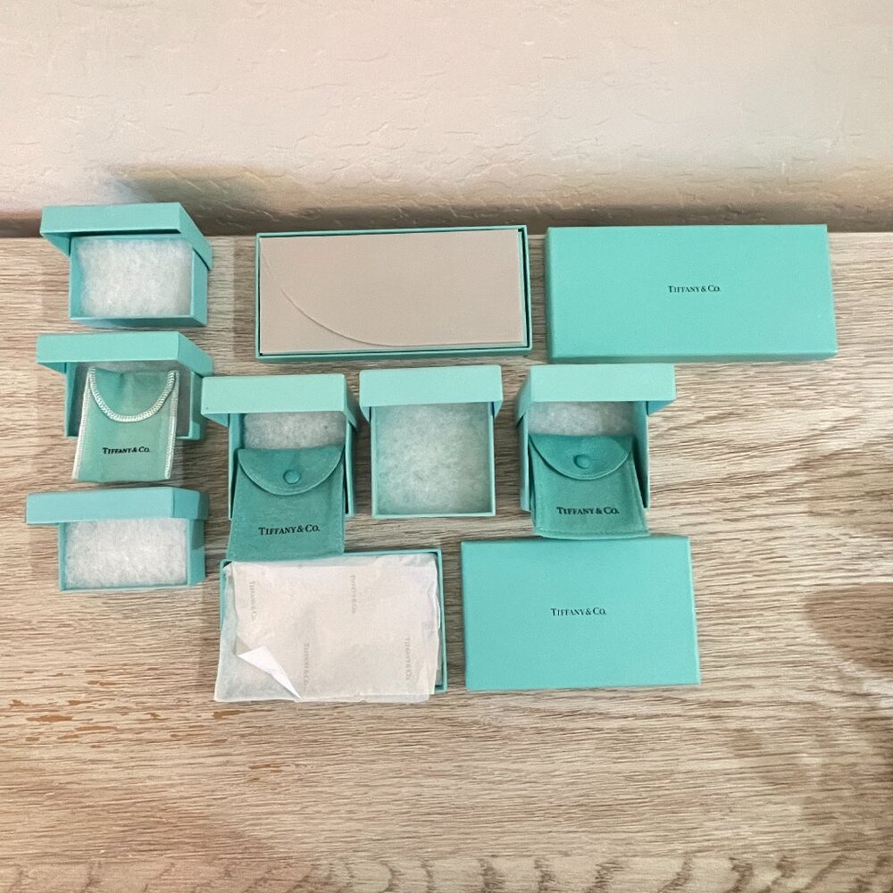 Tiffany & Co. Box Set of 8 Blue Vintage Pouch Empty Boxes Jewelry Storage - Picture 2 of 10